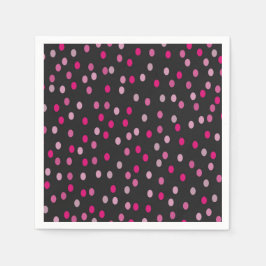 ピンク水玉模様オンブラック スタンダードカクテルナプキン