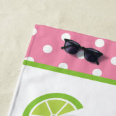 ピンク水玉模様カクテルパーソナライズされたビーチタオル ビーチタオル (インサイチュ)