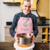 ピンク水玉模様カップケーキキッチンパーソナライズされた エプロン