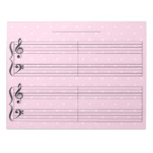 ピンク水玉模様キッズエクストラワイドルールピアノ音楽No ノートパッド (正面)