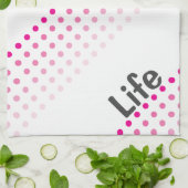 ピンク水玉模様キッチンタオル キッチンタオル (折り畳み)