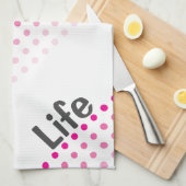 ピンク水玉模様キッチンタオル キッチンタオル (四つ折り)