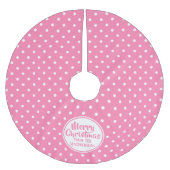 ピンク水玉模様クリスマスツリースカート ブラッシュドポリエステルツリースカート (正面)