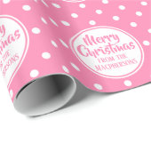 ピンク水玉模様クリスマスラッピング紙 ラッピングペーパー (ロールコーナー)