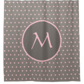 ピンク水玉模様グモノグラムのレイ シャワーカーテン (正面)