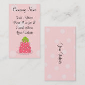 ピンク水玉模様ケーキ 名刺 (正面/裏面)