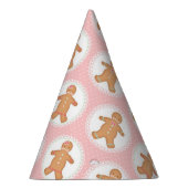 ピンク水玉模様ジンジャーブレッドクッキーパーティー帽子 パーティーハット (右)