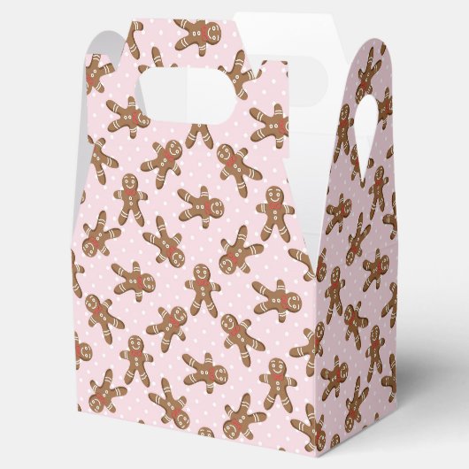 ピンク水玉模様ジンジャーブレッドマンクリスマスクッキー フェイバーボックス (オープン)