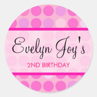 ピンク水玉模様スタンプ/メッセージカード ラウンドシール