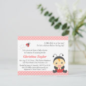 ピンク水玉模様ズカワイトラディブガールベビーシャワー 招待状 (スタンド正面)