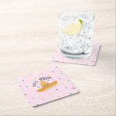 ピンク水玉模様チンコデマヨレッツフィエスタ スクエアペーパーコースター (インサイチュ)