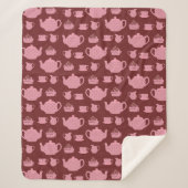 ピンク水玉模様ティーセットオンブルゴーニュ シェルパブランケット (正面)