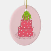 ピンク水玉模様デザイナーケーキ セラミックオーナメント (右)