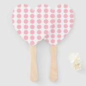 ピンク水玉模様デザイン ハンドファン (正面&裏面)