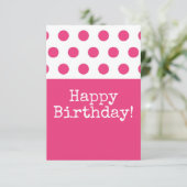 ピンク水玉模様ハッピーバースデーサンキューカード サンキューカード (スタンド正面)