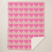 ピンク水玉模様ハート シェルパブランケット (正面)