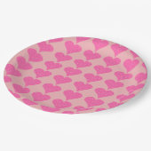 ピンク水玉模様ハート ペーパープレート (アングル)