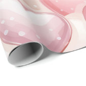 ピンク水玉模様ハート ラッピングペーパー (ロールコーナー)