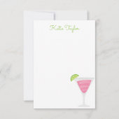 ピンク水玉模様パーソナライズされたカクテルノートカード サンキューカード (正面)