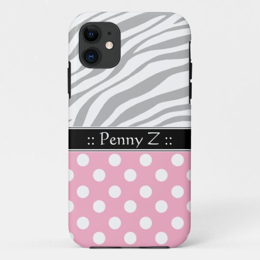 ピンク水玉模様フェードゼブラプリントiPhone 5ケース Case-Mate iPhoneケース (裏面)