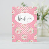 ピンク水玉模様フラットサンキューカード サンキューカード (スタンド正面)