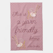 ピンク水玉模様フレンドリー糸ホーム キッチンタオル (縦)