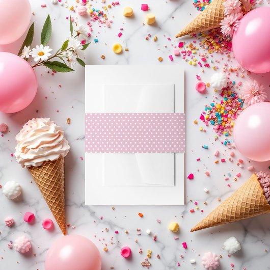 ピンク水玉模様ブライダルシャワー 招待状ベリーバンド