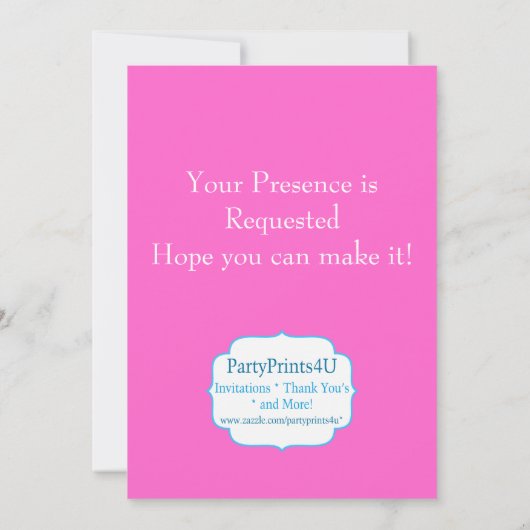 ピンク水玉模様プリンセス誕生パーティー 招待状 (裏面)