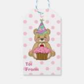 ピンク水玉模様ベア誕生日 ギフトタグ (裏面)