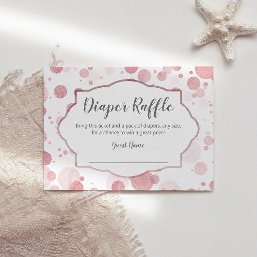 ピンク水玉模様ベビーシャワーおむつラッフルチケット エンクロージャーカード
