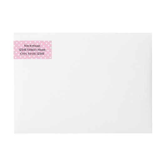 ピンク水玉模様ベビーシャワーカスタム差出人住所 ラップアラウンドラベル (正面)
