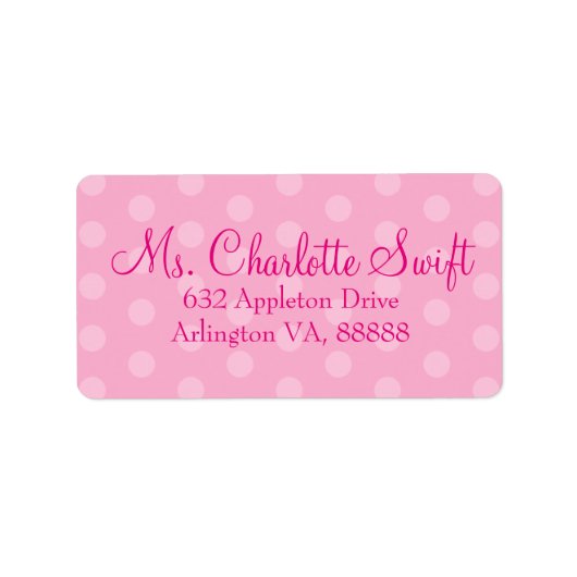 ピンク水玉模様ベビーシャワー差出人住所 ラベル (正面)