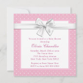 ピンク水玉模様ベビーシャワー招待状 招待状 (裏面)