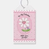 ピンク水玉模様ホワイトデイジービーマイバレンタイン ギフトタグ (正面)
