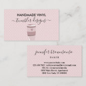 ピンク水玉模様マグカップハートビニールタンブラー 名刺 (正面/裏面)