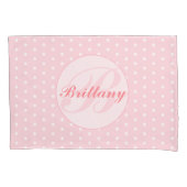 ピンク水玉模様モノグラムのの花枕ケース 枕カバー (正面)