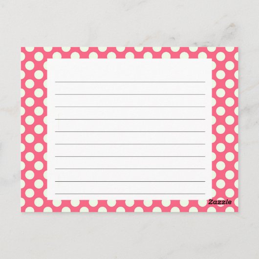 ピンク水玉模様レシピカード ポストカード (裏面)