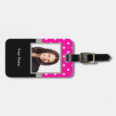 ピンク水玉模様写真テンプレート ラゲッジタグ (正面横)