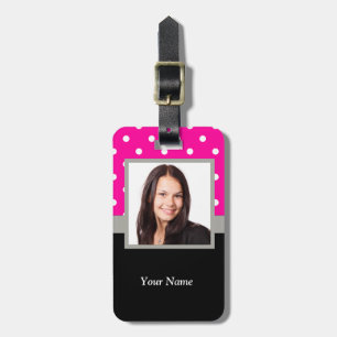 ピンク水玉模様写真テンプレート ラゲッジタグ