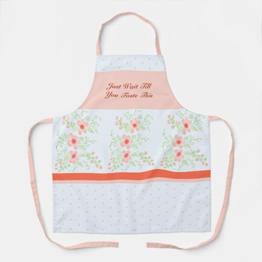 ピンク水玉模様及びフローラ エプロン (正面)