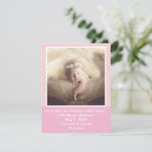 ピンク水玉模様大切パールベビーガール 案内状 (スタンド正面)