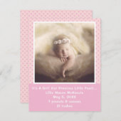 ピンク水玉模様大切パールベビーガール 案内状 (正面/裏面)