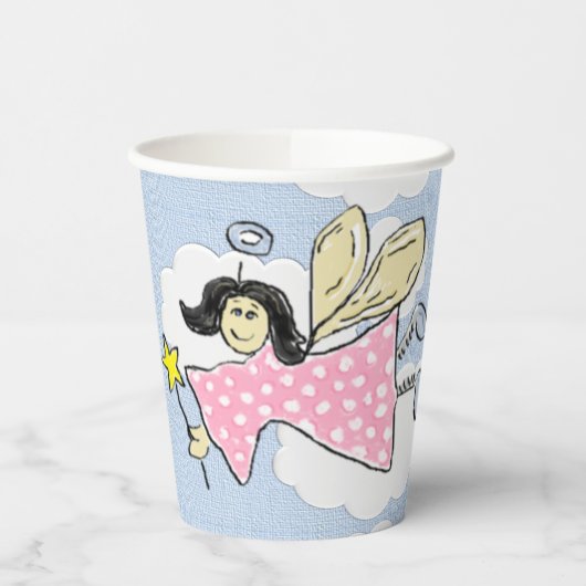 ピンク水玉模様天使 紙コップ (左)