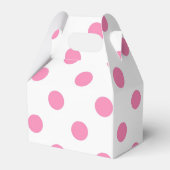 ピンク水玉模様模様の切妻箱 フェイバーボックス (正面サイド)