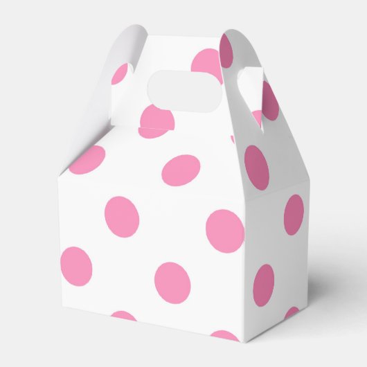 ピンク水玉模様模様の切妻箱 フェイバーボックス (正面サイド)