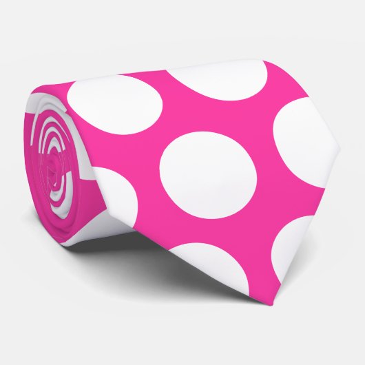 ピンク水玉模様模様 ネクタイ (ロール)