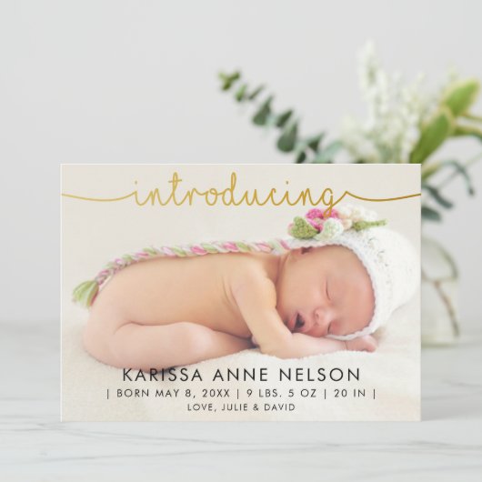 ピンク水玉模様横手レタリング誕生 シーズンカード (スタンド正面)