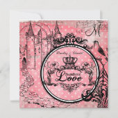 ピンク水玉模様無条件ラブウエディング招待 招待状 (正面)