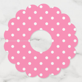 ピンク水玉模様紙ワイングラスラベル ワイングラスタグ