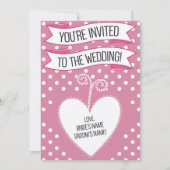 ピンク水玉模様結婚式招待状 招待状 (正面)